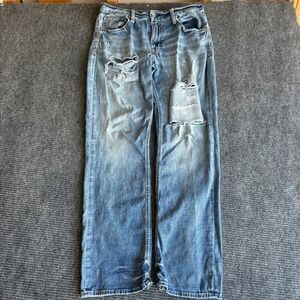 BKE Jake Bootleg Mens Jeans 34R Light Wash Distressed Ripped Denim